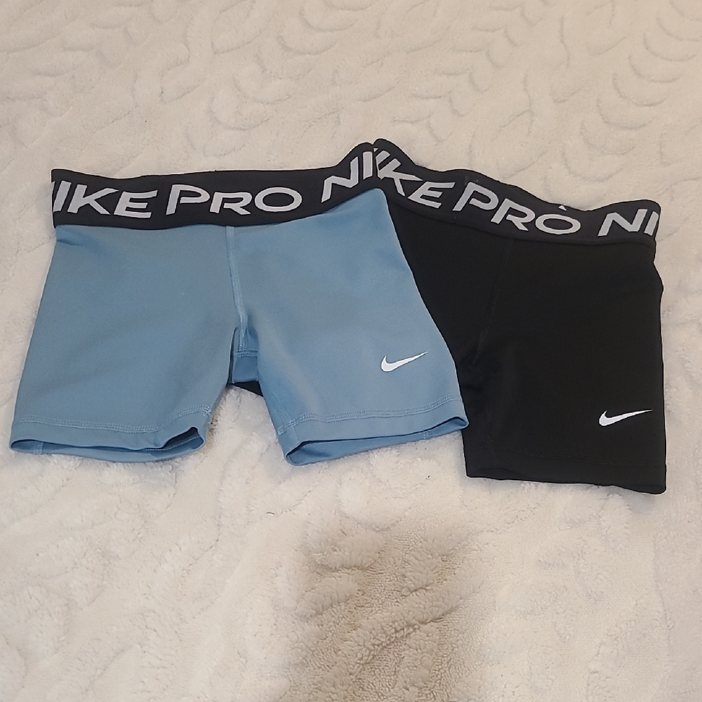 Nike Pro Light Blue and Black Shorts